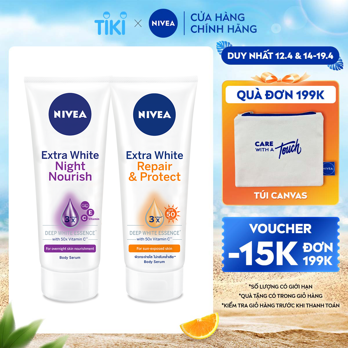 Bộ Đôi Serum Dưỡng Thể NIVEA Phục Hồi &amp; Dưỡng Sáng Da Ngày &amp; Đêm (180 ml) - 88314+88367