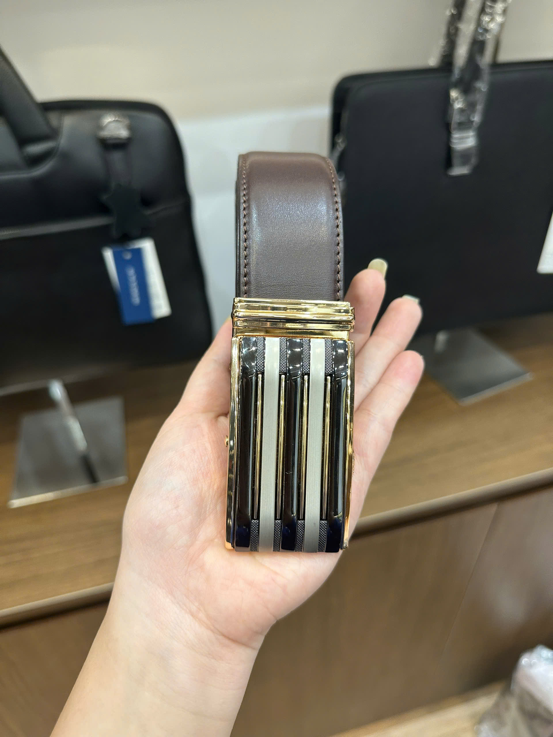 Thắt Lưng Da Nam Dây Lưng Chính Hãng GENCE LG53 Chất Liệu Da Bò Cao Cấp Màu Nâu