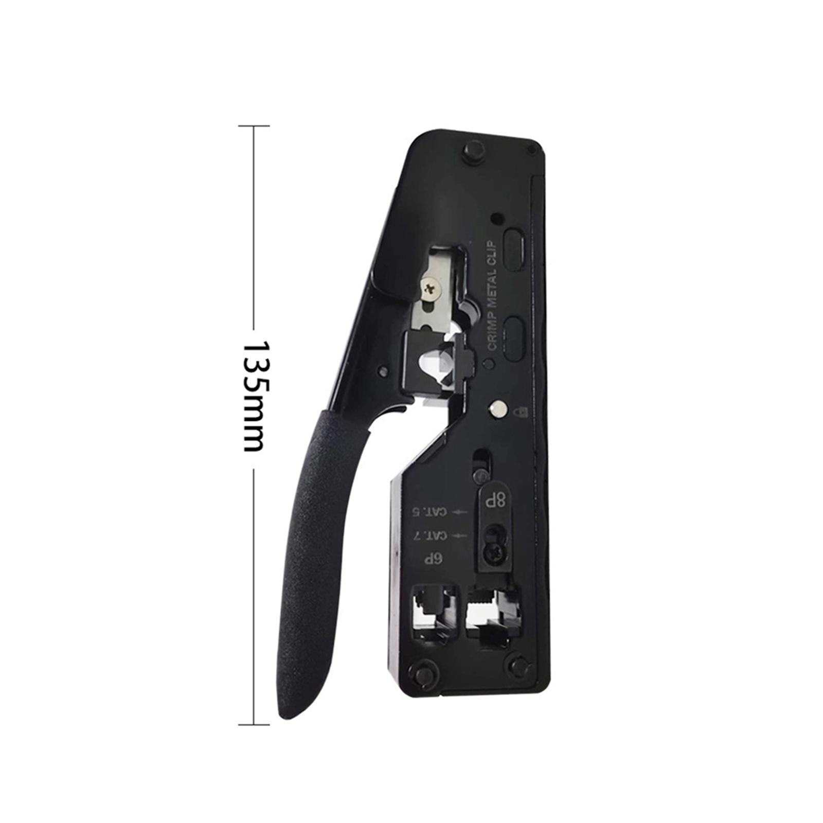 Pass through RJ45 Crimper Cutter Cutting Network Cable Crimping Tool Compact Size Spring Loaded Handle Comfortable Grip