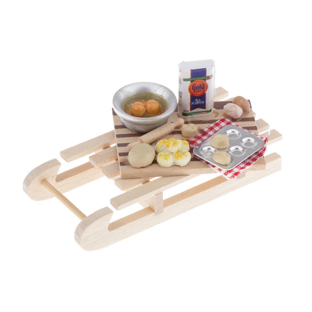 Miniature Rolling Pin Set 1:12 Dollhouse Accessories Kitchen for Children Doll Pretend Play Toy
