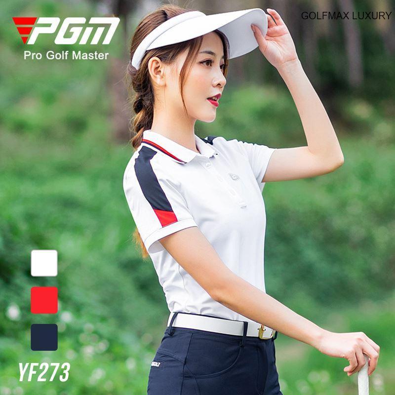 Áo ngắn tay Golf nữ chính hãng PGM - YF273 - Chất liệu vải sợi Polyester cao cấp, bền đẹp