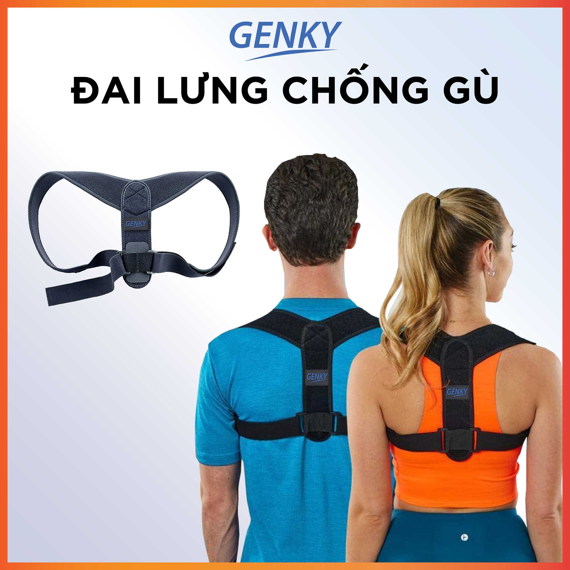 Đai Chống Gù Lưng GENKY Cho Nam Nữ Trẻ Em, Định Hình Cột Sống, Giảm Đau Lưng, Hỗ Trợ Cổ Và Vai, Chống Cong Vẹo Cột Sống - Hàng Chính Hãng