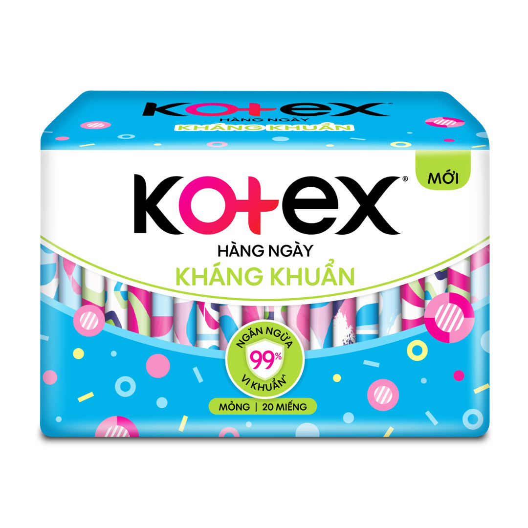 Combo 8 Gói Băng Vệ Sinh Kotex Hàng Ngày Kháng Khuẩn - Mỗi Gói 20 Miếng- Mẫu mới