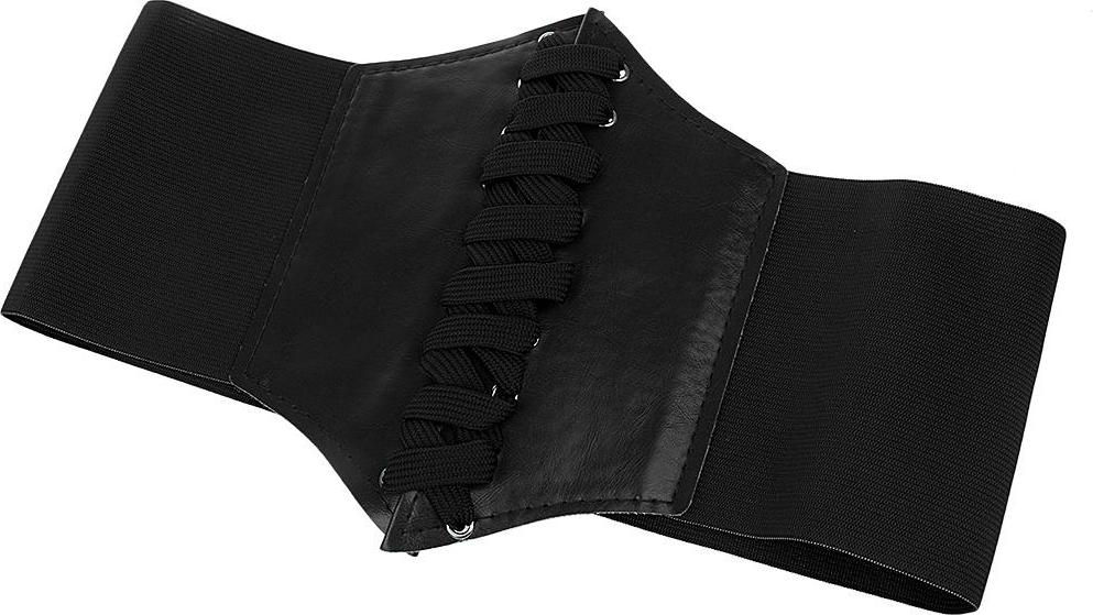 Women Wide Waist Bend Corset Cincher Lace up Waspie Girdle Belt Faux Leather