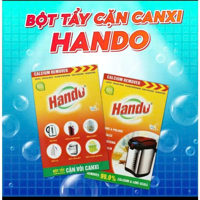 Combo 2 hộp 4 gói Bột tẩy cặn nước đá vôi ấm đun,bình đựng nước Hando 100Gr