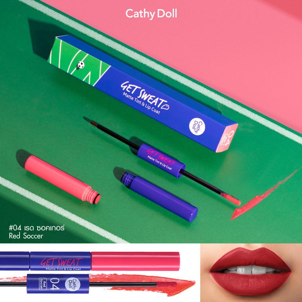 Son Lì Và Bóng 2 Đầu Cathy Doll Get Sweat Matte Tint &amp; Lip Coat 2.4g #04 Red Soccer