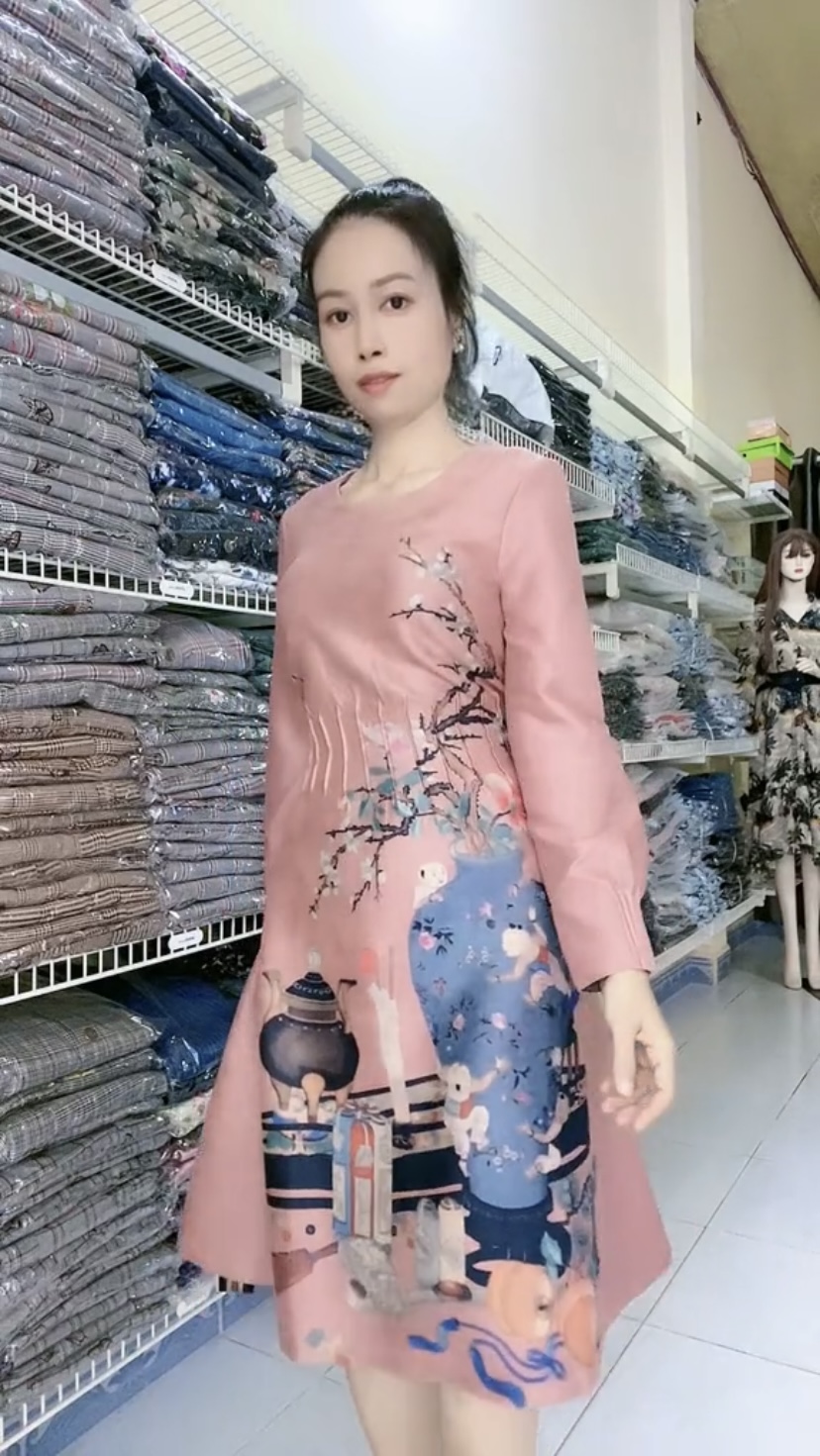 Đầm da lộn eo giảm béo họa tiết in chất lượng cao xinh xắn khác biệt myqlothing