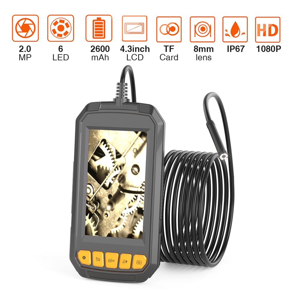 Endoscope Industrial Endoscope 4.3 Inch Screen Inspection HD Handheld Endoscope Waterproof Wide Viewing Angle for Car, Air Conditioner, Engine Checking 10 Meters