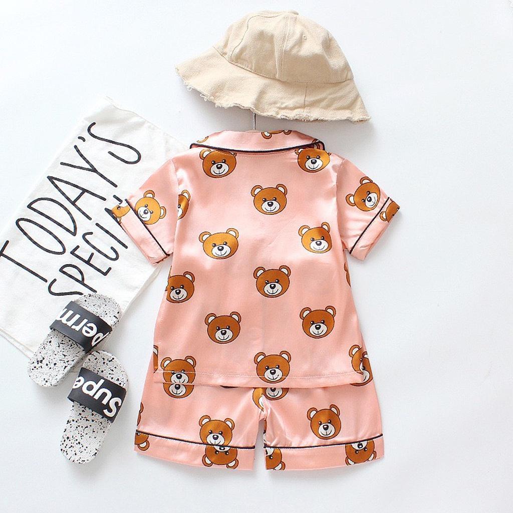 Bộ Ngủ Cộc Tay Cho Bé, Bộ Pijama Cộc Tay Cho Bé In Hình Gấu Cực Đẹp Từ 7 - 27kg - ROSY KIDS