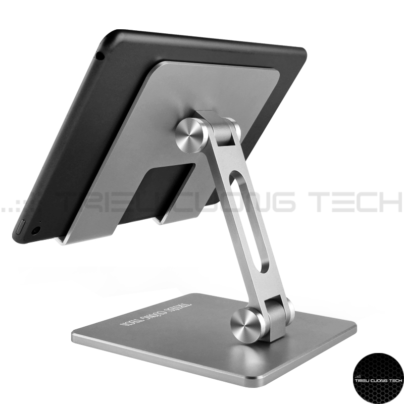 Hình ảnh Giá Đỡ Để Bàn Máy Tính Bảng Ipad Điện Thoại (Lớn) Hợp Kim Nhôm Cao Cấp - Điều Chỉnh Góc Độ - Trục Kép- Gấp Lại Tiện Lợi Hàng Chính Hãng