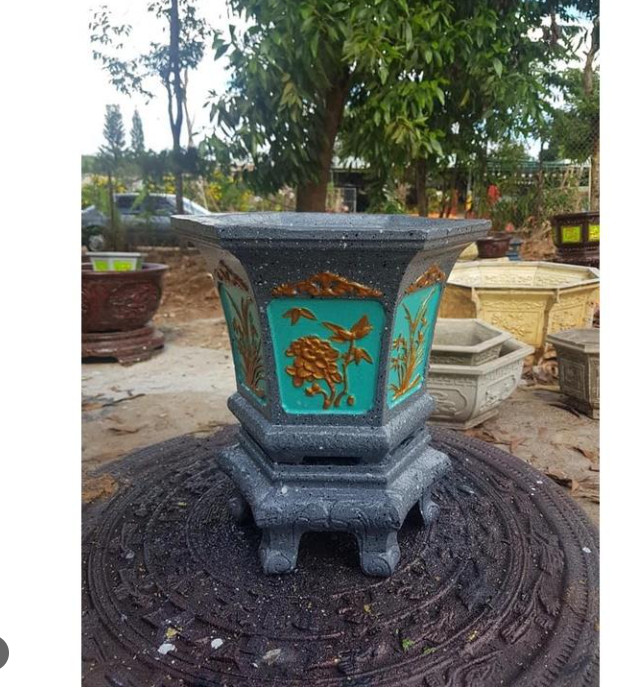 Khuôn Chậu Lục Giác 31-Kèm Chân Đôn Kỷ