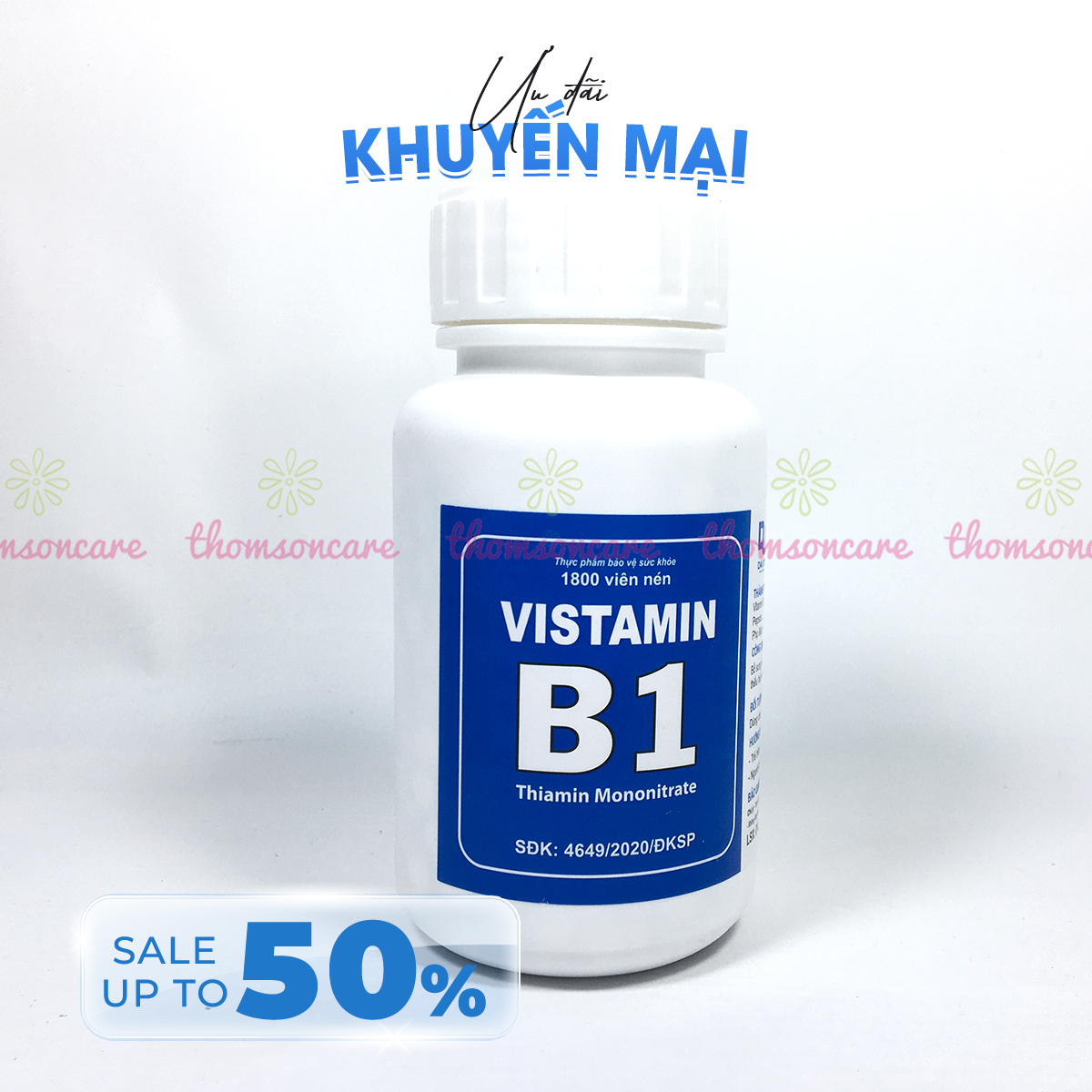 Vitamin B1 lọ to 1800 viên nén, bổ sung vtm b1, tốt cho tiêu hóa, mọc tóc cho trẻ em và người lớn