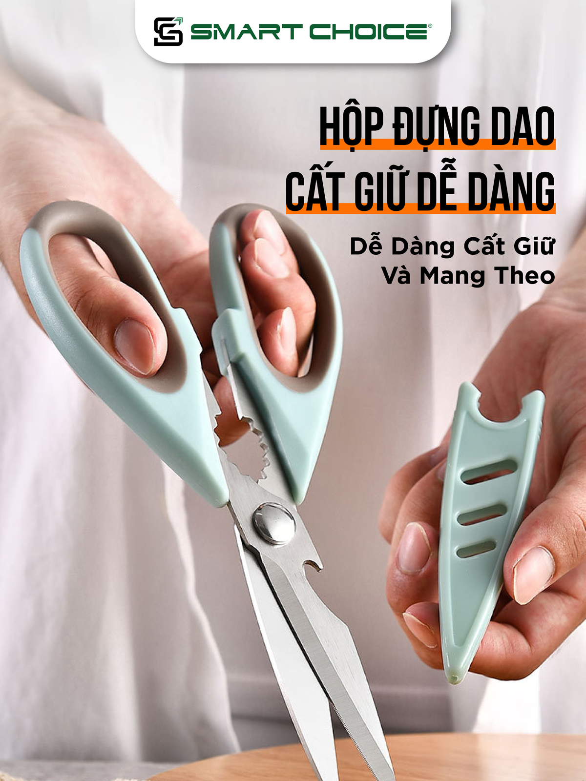 Kéo Nhà Bếp Đa Năng SMARTCHOICE Kéo Xanh Kèm Vỏ Bảo Vệ Cao Cấp Không Gỉ SCG-PK053-X