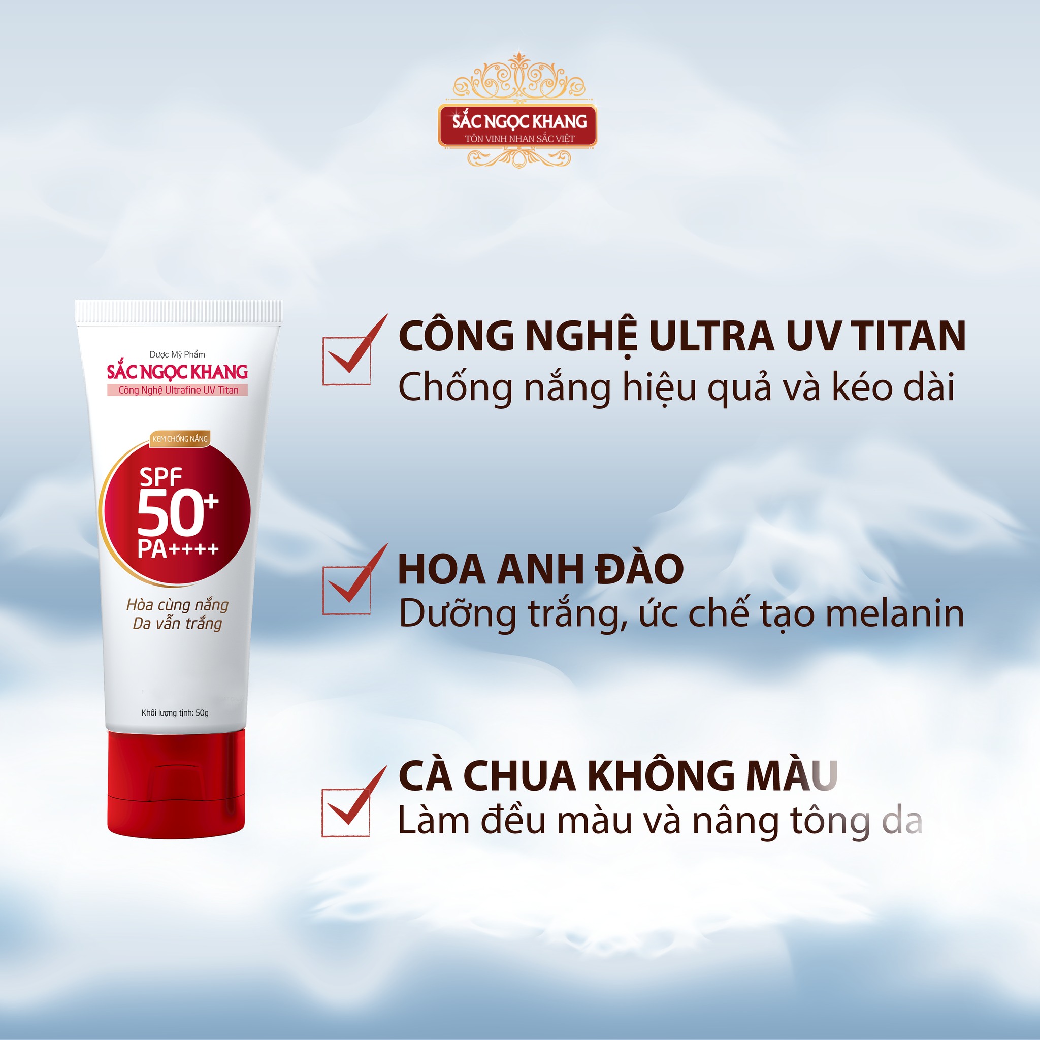 Combo 6 món Nước tẩy trang 145ml + Sữa rửa mặt 100g + Nước hoa hồng 145ml + Kem chống nắng 50g + Viên uống Collagen 60 viên + Kem dưỡng da ban đêm-10g  [Sắc Ngọc Khang official]