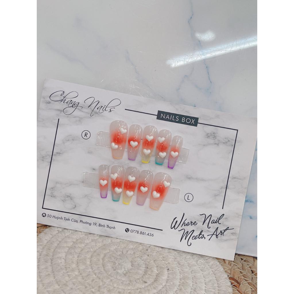 Nail Box thiết kế thủ công ChangNails - Art Trái tim , Ombre đầy màu sắc