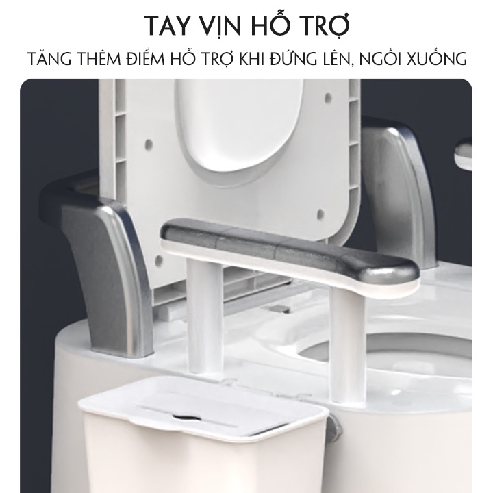 Bồn Cầu Di Động Cho Người Già - Bà bầu Có Tay Vịn , Bô Vệ Sinh Chống Trượt Dễ Dàng Vệ Sinh Trong Mùa Đông