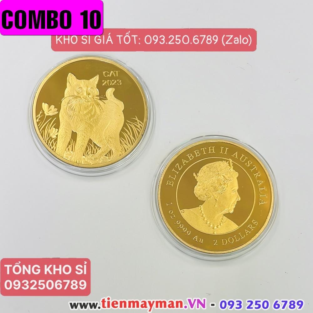 COMBO 10 Đồng Tiền Xu Hình Mèo Vàng của Úc sang chảnh