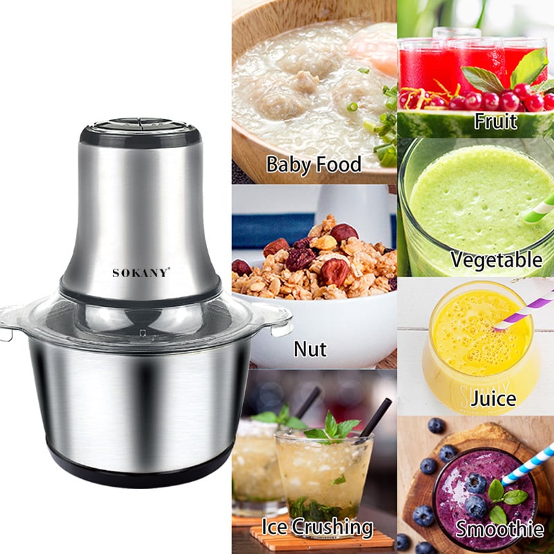 Máy xay thịt cối inox 304 SOKANY công suất lớn 800W, 4 lưỡi đa năng xay nhuyễn thịt cá, dung tích 3L - SK7005A - HÀNG CHÍNH HÃNG - DELIYA