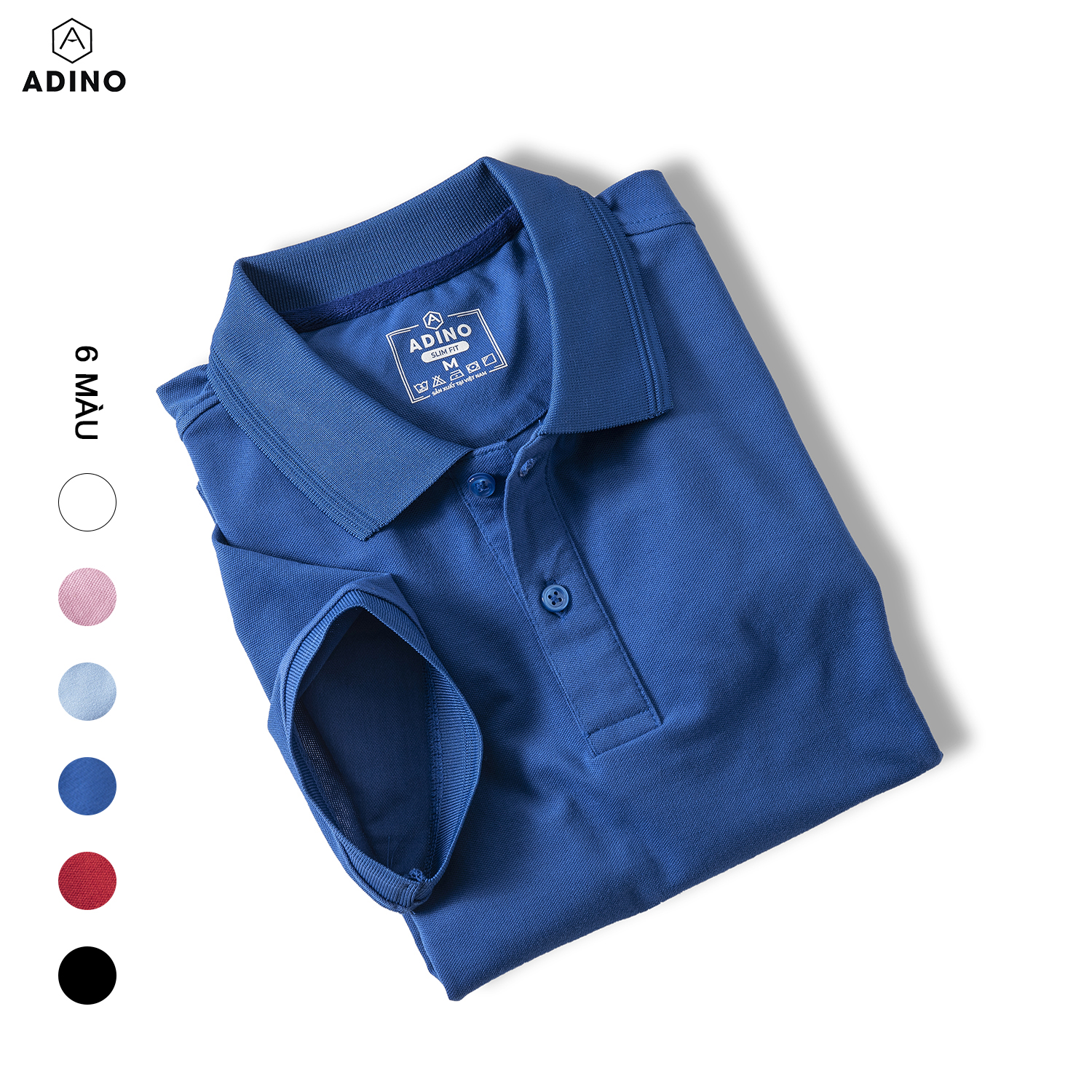 Áo Polo Nữ Màu Xanh Bích Đậm Phối Viền Chìm Adino Vải Cotton Polyester Mềm Dáng Slimfit Công Sở Hơi Ôm Trẻ Trung Apn03 - Xanh Đậm - S
