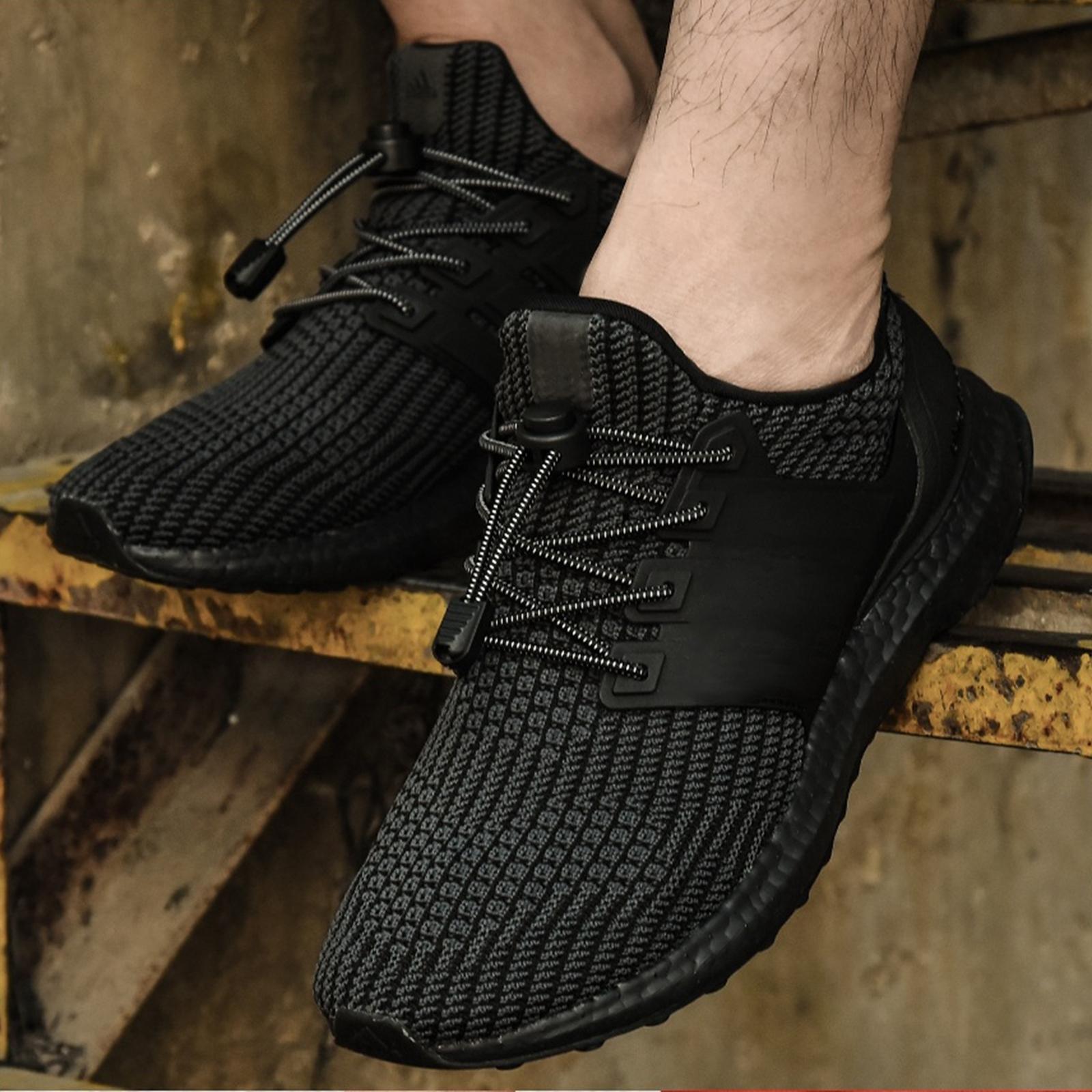 2xNo Tie Elastic Shoelaces Lock Laces Fastening Shoe Strings Black