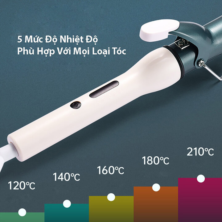Máy uốn tóc xoăn tự động xoay 360 độ phủ gốm sứ trục 28mm, 3 mức chỉnh nhiệt an toàn