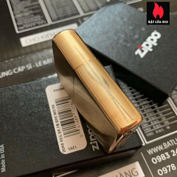 Bật Lửa Vỏ Zippo Brushed Brass Chính Hãng - Không Kèm Ruột Zippo