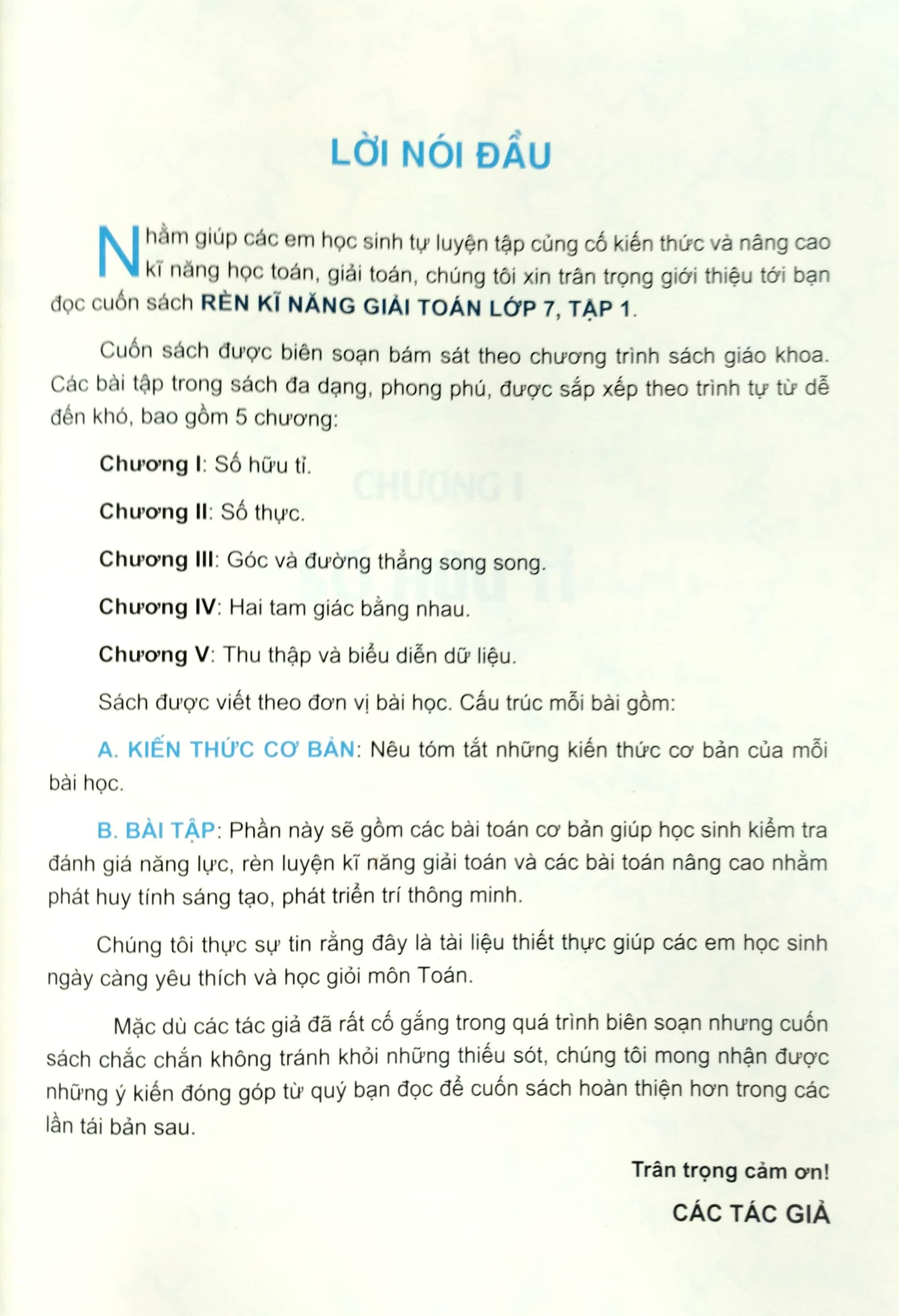 Rèn Kĩ Năng Giải Toán Lớp 7 - Tập 1