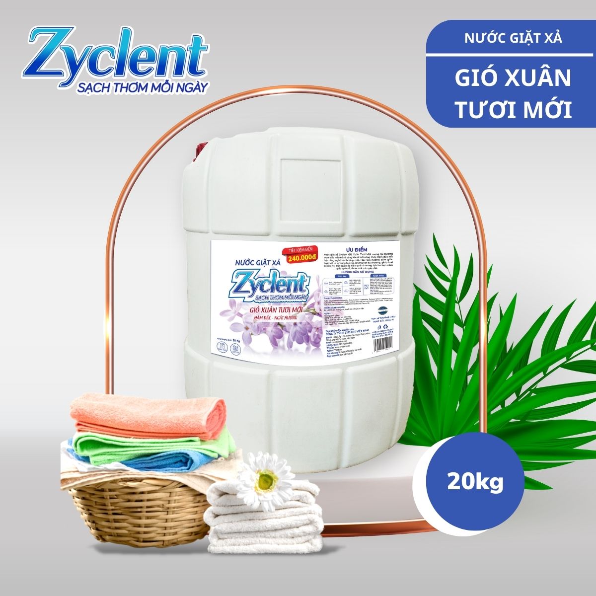 Nước Giặt Xả Zyclent EXTRA Hương Gió Xuân Tươi Mới - 20KG