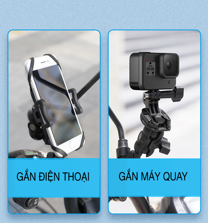 Mount đế gắn GoPro lên kính chiếu hậu xe máy Telesin - Phụ Kiện cho GoPro, Sjcam, Yi Action, Osmo Action (Hàng Chính Hãng)