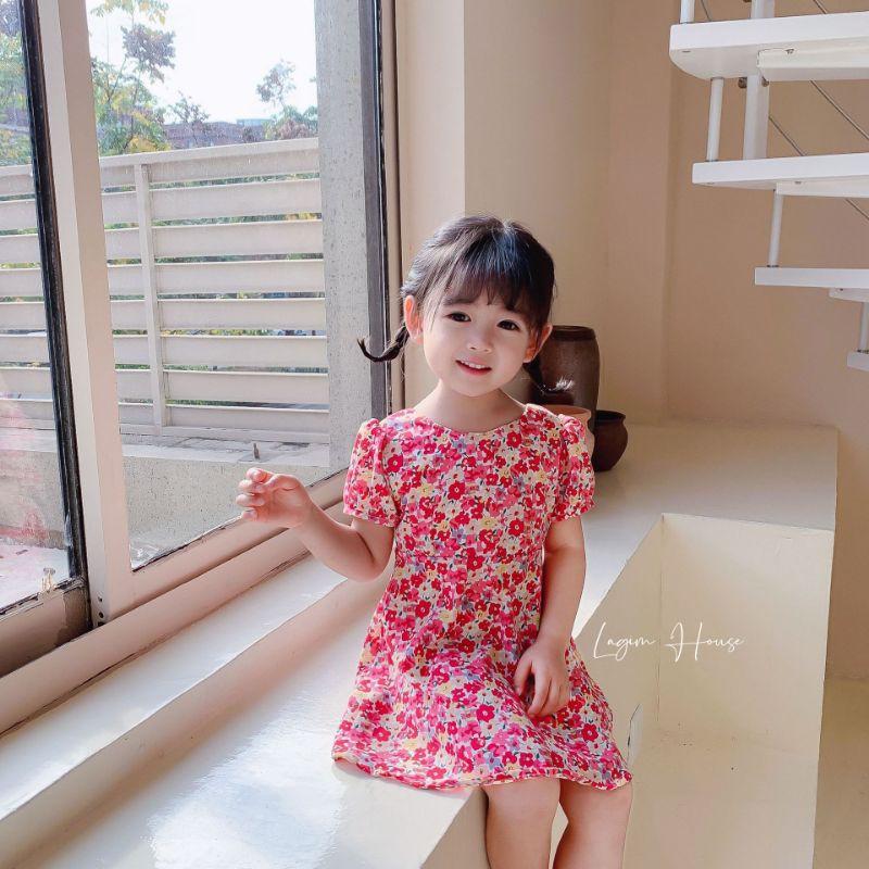 Váy hoa nhí thắt nơ lưng cho bé gái - Lagim House