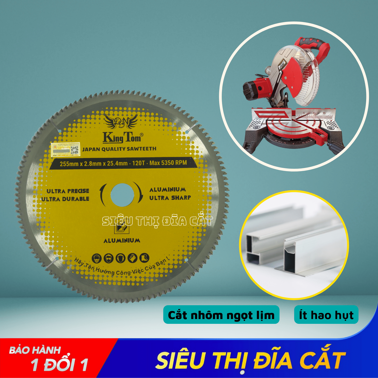 LƯỠI CẮT NHÔM 255-120 RĂNG KINGTOM VÀNG – CHẤT LƯỢNG VÔ ĐỊCH PHÂN KHÚC GIÁ RẺ!