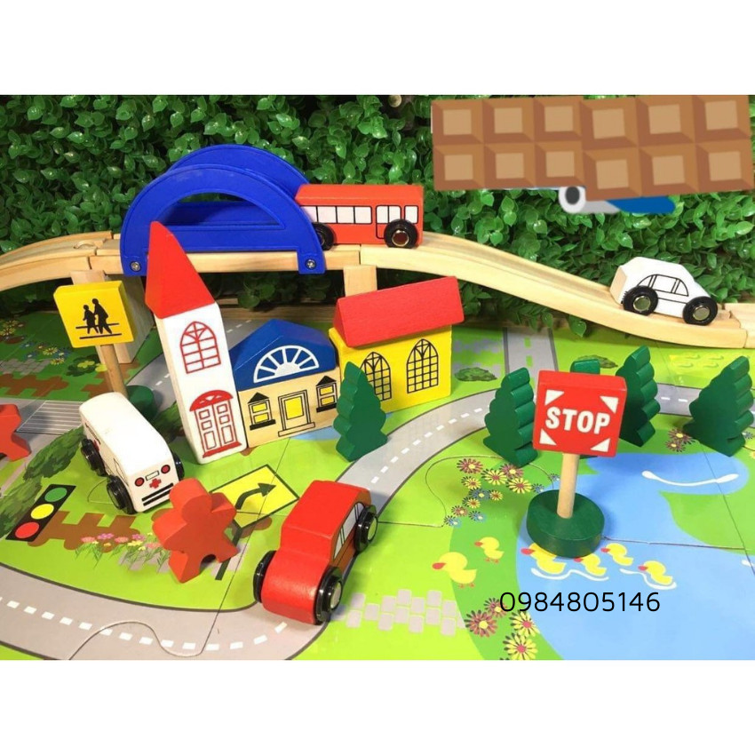 Đồ Chơi Gỗ Lắp Ghép MÔ HÌNH GIAO THÔNG Thành Phố An Toàn Cho Bé TONY TOYS