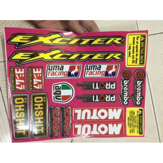 Tem dành cho xe Exciter 11 phiên bản Mx xanh vàng và 1 sét tem (bộ)
