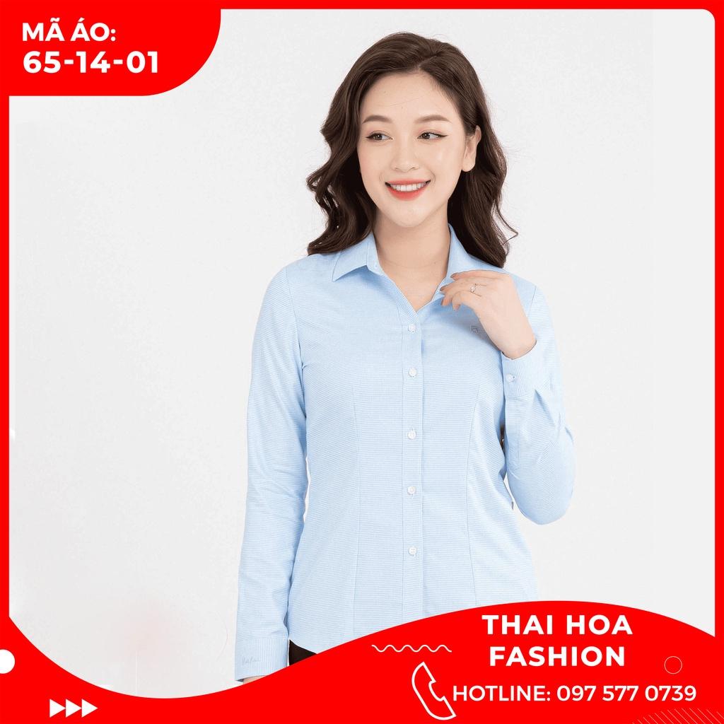 ÁO SƠ MI NỮ THÁI HÒA PHONG CÁCH CÔNG SỞ 065 -14-01 MÀU XANH DÀI TAY
