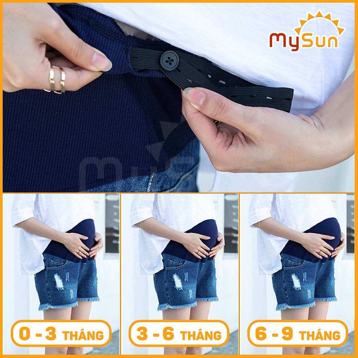 Quần sooc đùi jeans ngắn vải bò cho bà mẹ bầu mặc mùa hè đẹp, thời trang