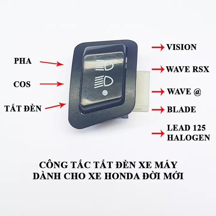 Công tắc tắt đèn xe máy dành cho Wave Alpha 2021 | RSX | Blade | Vision | LEAD Halogen