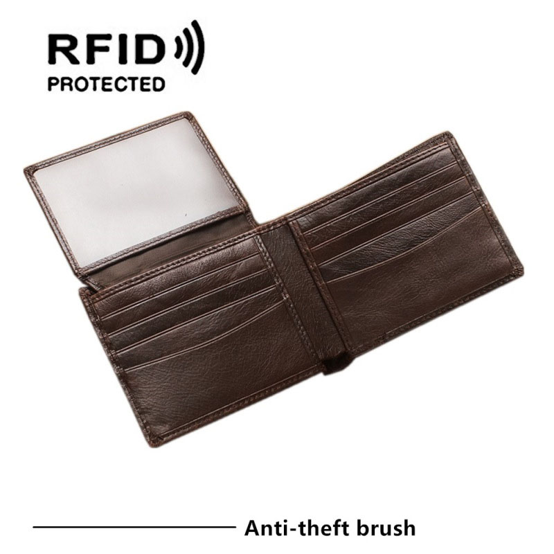 Ví ngang nam da bò chống RFID BHLD119