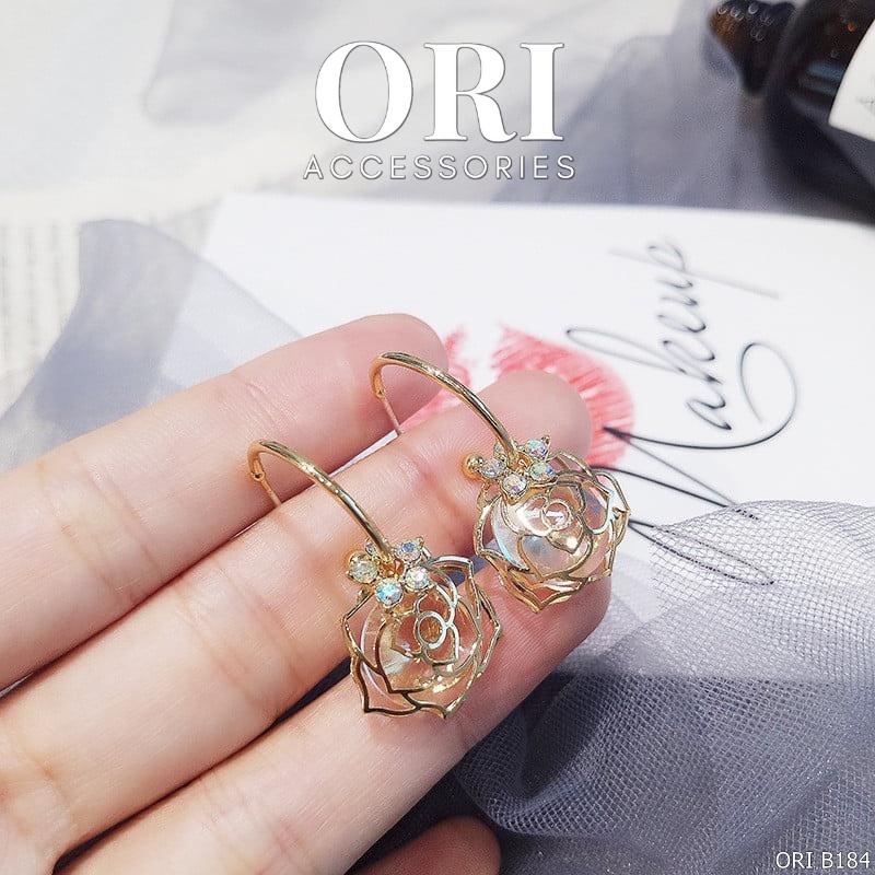 Bông tai nữ Hoa hồng Rosa thời trang sang trọng ORI ACCESSORIES B184
