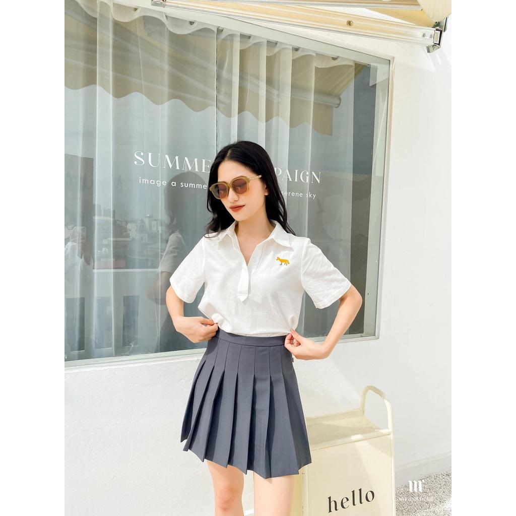 Áo sơ mi công sở nữ Méo shop phong cách cá tính dáng tay ngắn Sleeve