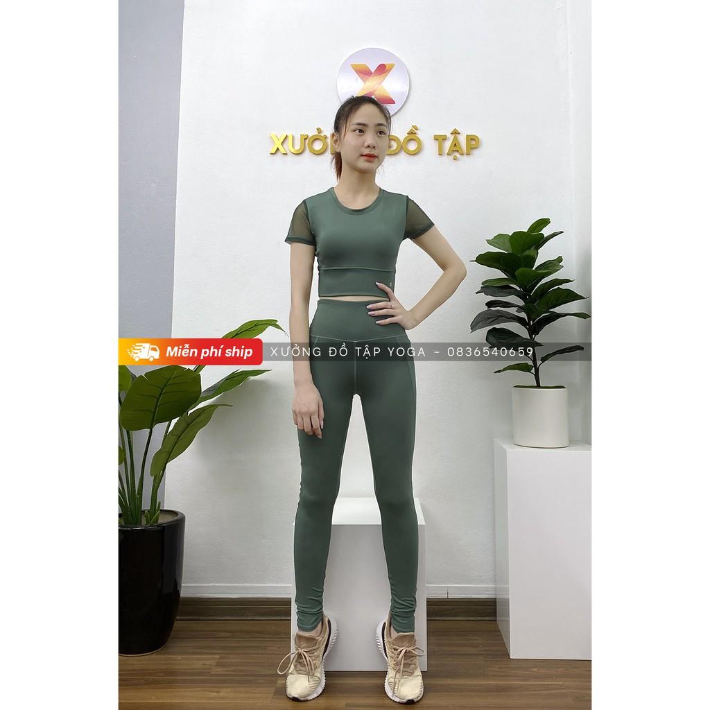 Hàng thiết kế độc lạ - Cam kết ảnh và video thật 100% - SET TẬP yoga, Gym, Aerobic - Set tập gym cộc tay lưới