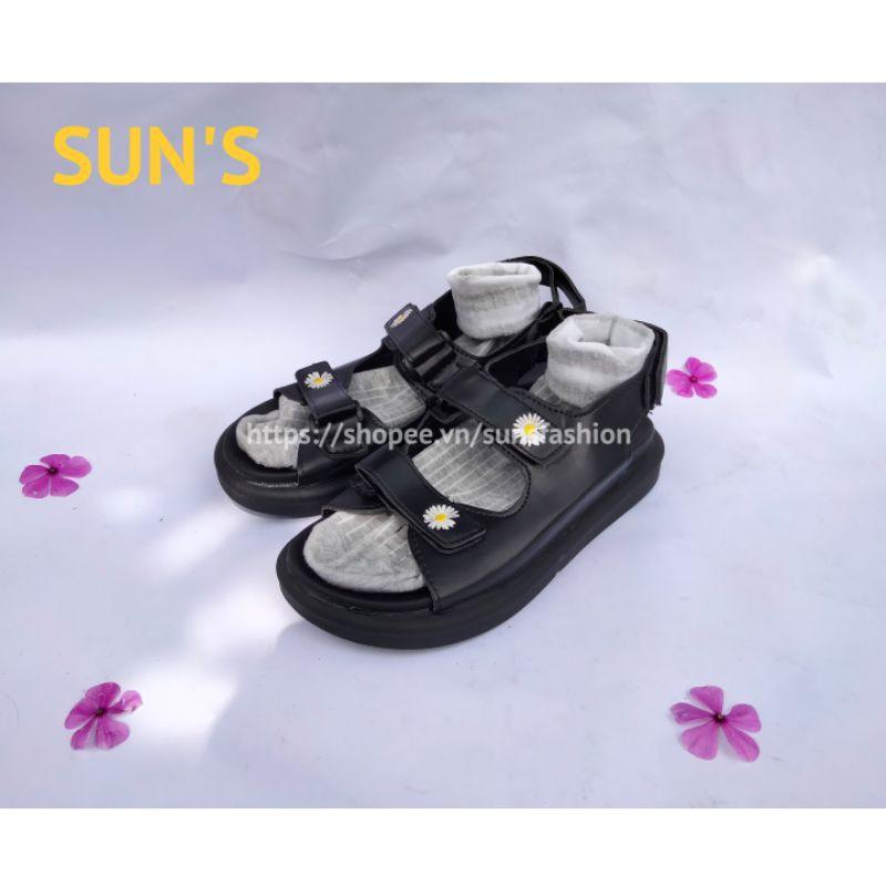 (SẴN) Sandal nữ học sinh quai ngang hoa cúc đế bằng