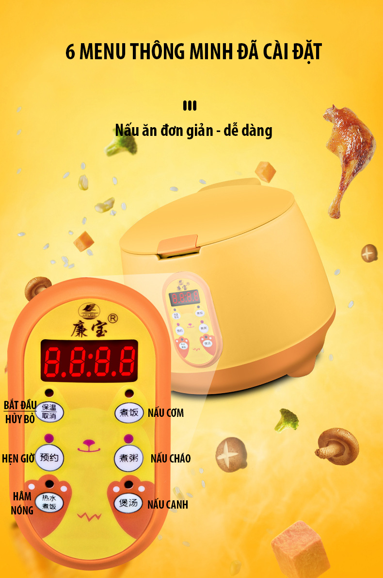 Nồi cơm điện nắp gài 1.2L VITVANG Lòng nồi chống dính - kiểu dáng Hàn Quốc