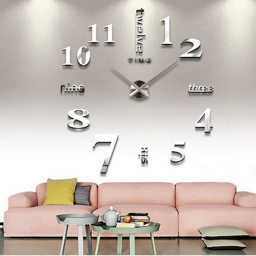 Đồng hồ trang trí treo tường - gắn tường sáng tạo loại lớn 3D DH01-D Decoshop68 - màu đen
