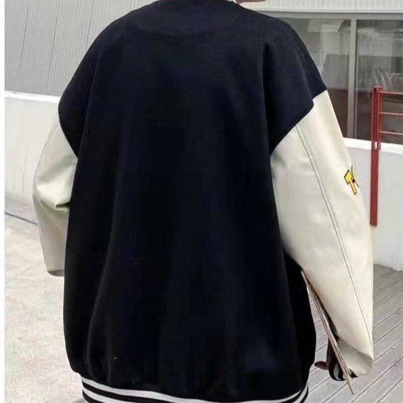 Áo khoác nỉ bomber bóng chày nam nữ cúc bấm siêu dày form to rộng logo thêu A túi có khóa kéo