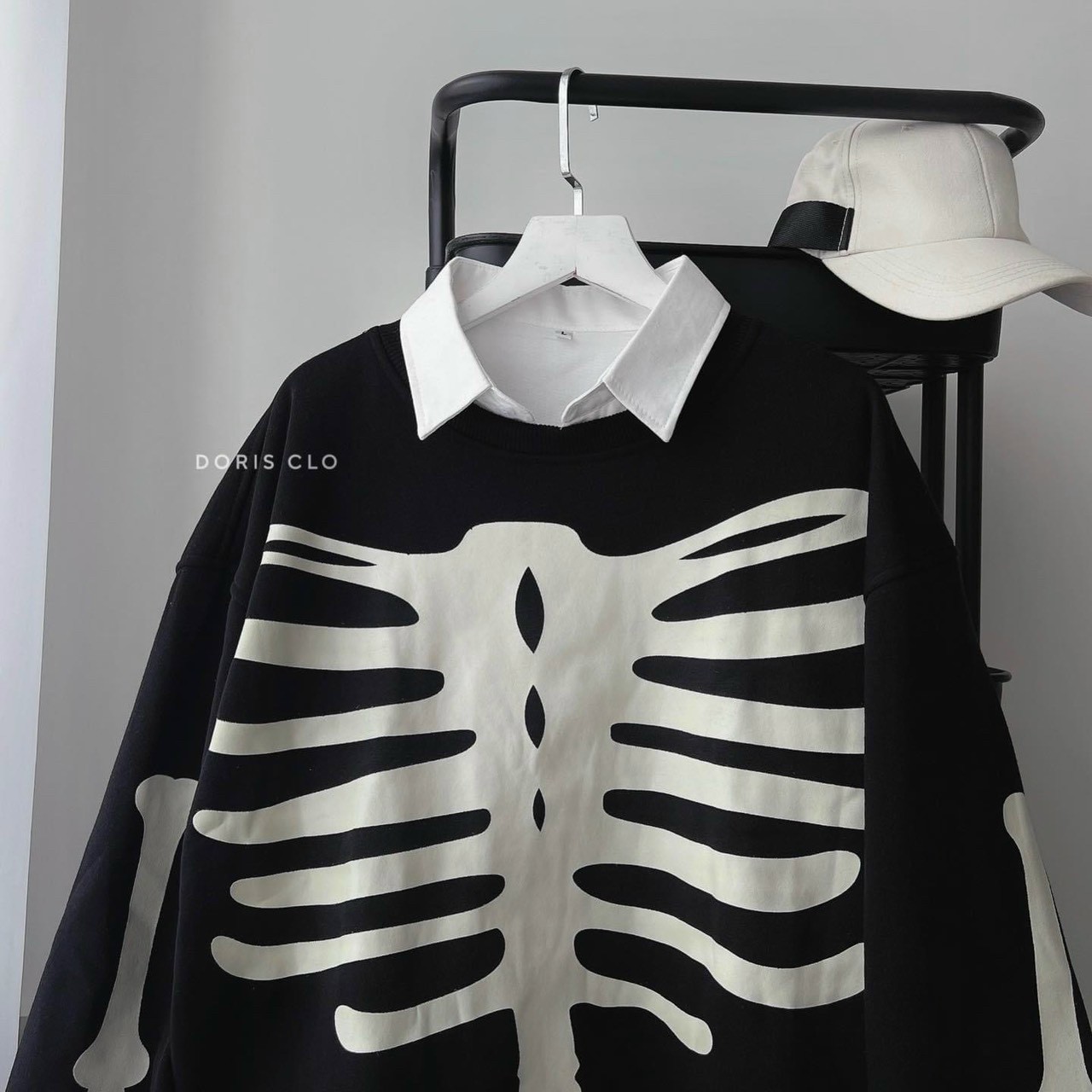 ÁO SWEATER hình in XƯƠNG nam nữ, Áo sweater tay dài dáng rộng in họa tiết bộ xương phong cách harajuku thời trang mùa thu cho nam và nữ, Áo Hoodie Oversize Hình Bộ Xương,Áo Nỉ Tay Dài Có Mũ Unisex Freesize Ulzzang