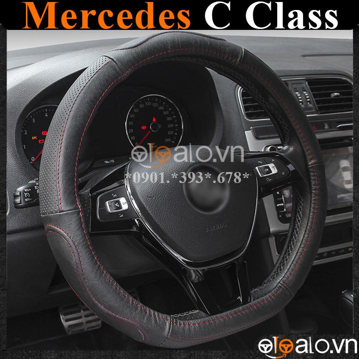 Bọc vô lăng D cut xe ô tô Mercedes C Class C180 C200 C240 C250 C300 C43 volang Dcut da cao cấp - OTOALO