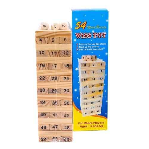 Bộ Đồ Chơi Rút Gỗ 54 Thanh Xếp Hình Domino Xả Stress Cho Bé