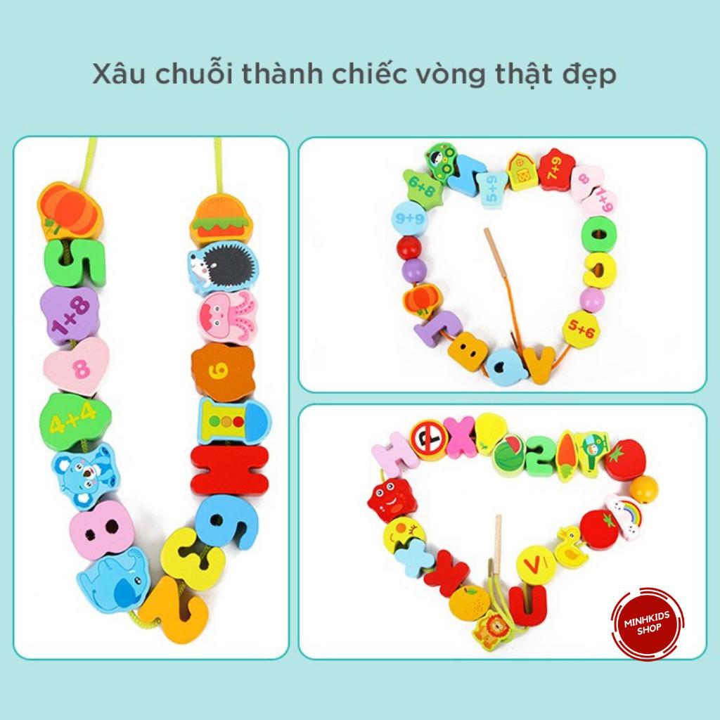 Đồ Chơi Xâu Hạt 106 Chi Tiết Bằng Gỗ Gồm Số Chữ Cái Các Con Vật Giúp Bé Học Nhận Biết Và Rèn Luyện Vận Động Tinh