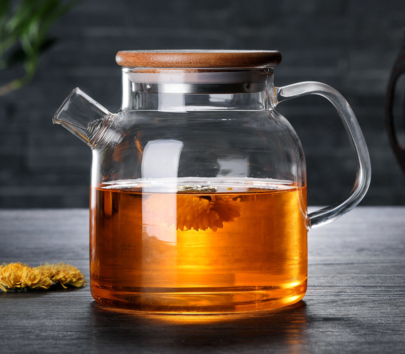 Bình pha trà thủy tinh nắp gỗ lõi lọc lò xo 700ml và 1000ml