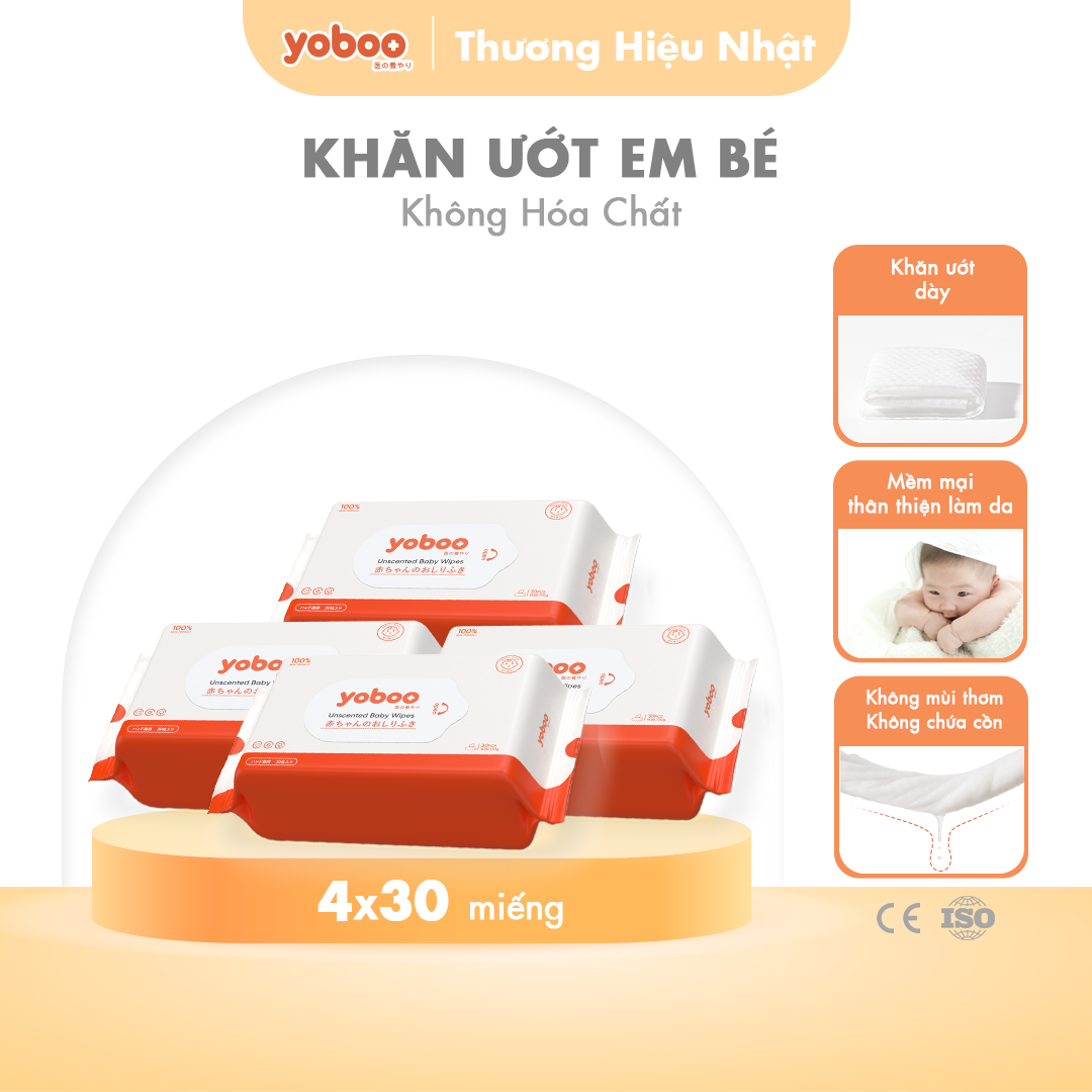 Combo 4 gói khăn giấy ướt yoboo (30 tờ)